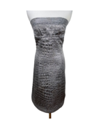 New Trina Turk Silver Alligator Embossed Strapless Dress Party Cocktail ... - £53.09 GBP