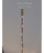 Walking cane acrylic red white blue rose flowers lucite elegant designer - $68.61