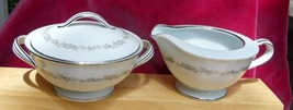 Noritake Crestmont 6013 Sugar Bowl Creamer Pitcher Set Gray - £17.20 GBP