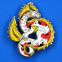 Koi Dragon Gold Enamel Pin - Sanshoku Chinese Long Asian Badge Brooch Jewelry - $29.99