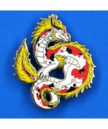Koi Dragon Gold Enamel Pin - Sanshoku Chinese Long Asian Badge Brooch Je... - £23.46 GBP