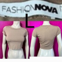 Fashion Nova Tan Soft Stretchy Basic Crop Top~Size L - $17.77