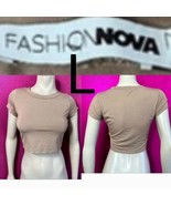 Fashion Nova Tan Soft Stretchy Basic Crop Top~Size L - £13.97 GBP