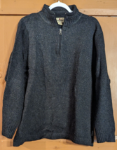 WOOLRICH 100% Wool Men Size L Gray Black 1/4 Zip Mock Neck Pullover Sweater EUC - £22.82 GBP