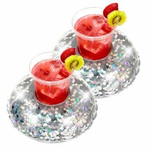 Pool Candy Holographic Glitter Inflatable Drink Floats in Silver (Set of 2) - £11.96 GBP