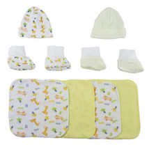 Two Rib Knit Infant Caps And Booties Sets And Four Washcloths - 8 Pc Set - £12.55 GBP