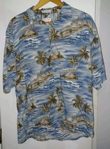 Pierre Cardin Men’s Hawaiian Button Up Size XXL Palm Trees Hut Island - $12.99