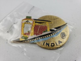 RARE Vintage India Boat International Gold Tone 2-1/4&quot; Lions Club Pin To... - £28.04 GBP
