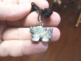 (an-dra-6) Chinese winged Dragon GRAY Marble carving Pendant NECKLACE ge... - £6.10 GBP
