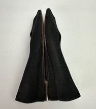 Bruno Magli Black Peep Toe Suede Low Wedge Heels Textured Leather Sz 10.5 - £37.82 GBP