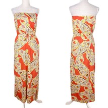 Banana Republic Dress Maxi Strapless XS Coral Green Gold Stretch - £22.82 GBP
