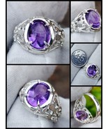 Natural Untreated Amethyst Jeli 4 Carat Silver Filigree Ring - $83.16