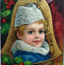 Victorian Christmas Postcard Blue Eyed Blonde Child Series 1480 Germany 1909 - £28.23 GBP