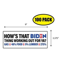 100 PACK 3.375&quot;x9&quot; How&#39;s That Biden Thing Sticker Decal Humor Funny Gift... - £66.56 GBP