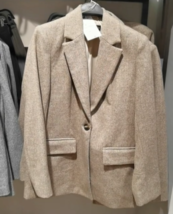 Zara Bnwt 2024. Camel Herringbone Straight Blazer Wool Blend. 3046/483 - £79.58 GBP