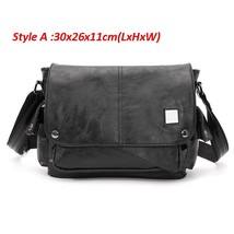 Men Crossbody Bag Leather Vintage Black Shoulder Bag Casual Work Travel Bag For  - £56.15 GBP