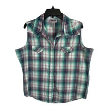 Wrangler Womens Shirt Adult Size XL Green Plaid Pearl Snap Western Pockets - £17.75 GBP