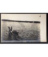 Vintage RPPC 3 Men at Boat Dock Signed H.A. Thiele Unposted - £23.60 GBP