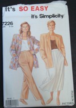 Vintage Simplicity Pattern 7226 Skirt Pants Jacket Sizes 8-20 Uncut  1990s - $165.85 MXN