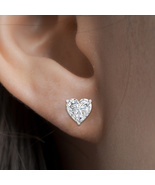 2.20 Ct Heart Shaped Cubic Zirconia Diamond Stud earrings in 925 Sterlin... - $49.99