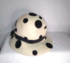 Sitlers &quot;for fashionable hats!&quot; Adorable White/Black Polka Dot Pattern! Fast Shp - £19.84 GBP