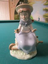 LLADRO NAO Figurine Girl Sitting ON Wheelbarrow Girl with Doves -Duck -P... - $45.07