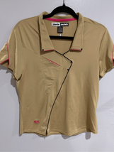 JAMIE SADOCK Womens Fashion Golf Polo Shirt-- Tan/Pink Accents S/S Pocket Medium - £27.29 GBP