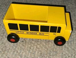 Childs Toy Little Wonder Bus Wood Car Turck On Wheels Playtime - $7.99