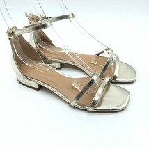 14th &amp; Union Womens Sandals Ankle Strap Low Block Heel Faux Leather Gold 5 - $24.08