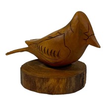 Hand Carved Wood Cardinal Bluejay Bird Figurine Sculpture Vintage Paperweight - £18.00 GBP