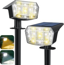 Solar Spot Lights Outdoor 63LEDs 5 Modes Warm White 2 in 1 IP65 Waterproof Solar - £44.47 GBP