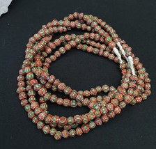 Kleine grün rote Chevrons venezianische Perlen afrikanische Halskette 7mm - $23.41