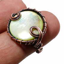 Green Mother Of Pearl Gemstone Ethnic Copper Wire Wrap Ring Jewelry 5.50&quot; SA 273 - £3.98 GBP