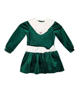 Vtg 90s Rose Cottage Girl&#39;s 4 Green Velvet Drop Waist Dress, Holiday Chr... - $26.28 CAD