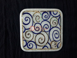 Marble White Top Decorative Tile Lapis Inlaid Mosaic Arts Personalize Gi... - £271.53 GBP