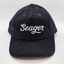 Seager Grit Company Hat Cap Snap Back Black Corduroy White Script Logo M... - $29.69