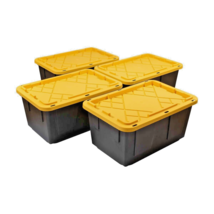 Storage Box Containers Bins Plastic Boxes With Lids Stackable Totes Ornament 4PK - £64.28 GBP