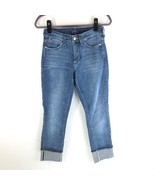 NYDJ Womens Dayla Wide Cuff Ankle Jeans Pants Denim Mid Rise Medium Wash 2 - £15.20 GBP