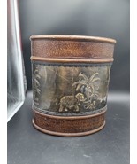 Vintage Planters or Trash Can Wastebasket Wrapped Faux Leather 11.5&quot; - €16,51 EUR
