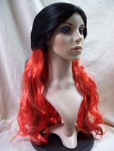 Half Black Red Morbid Mistress Wig Two Tone Goth Hipster Vamp Wicked Sorceress - £15.68 GBP