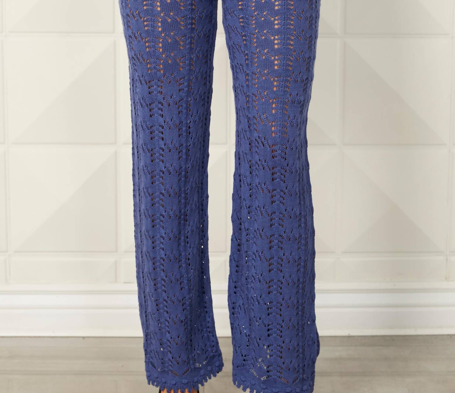 French Kyss crochet knitted pant in Denim