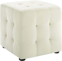 Ivory Modway Contour Tufted Button Cube Performance Velvet Ottoman - £61.68 GBP