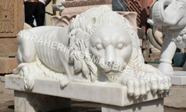 Exclusive Marble Lion Statue Handmade Art Home Showpiece Outdoor Decor E... - $11,997.50