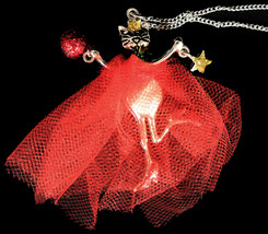 Charming Charlie Christmas Kitty Cat Tutu Heels Necklace Extra Long Holiday New - £14.00 GBP