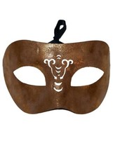 Leather Sparkle Bronze Masquerade Mardi Gras Mask Halloween Men - £9.48 GBP