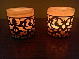 2x Alabaster Natural Crystal rock tea light candle holder 3.2&quot; FREE Shipping - £53.04 GBP