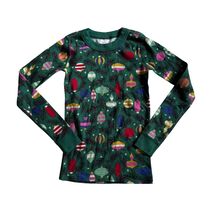 Hanna Andersson Christmas Ornament Pajama Top Childrens Size 8 Green Cotton - $239.65 MXN