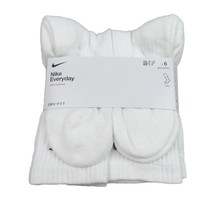 Nike Everyday Cushion Crew Socks White 6 Pack Women&#39;s 6-10 / Youth 5Y-7Y... - $26.99