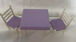 Rare Fisher Price Loving Family Dollhouse Furniture Purple White Table Chair Set - £11.83 GBP