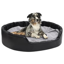 Dog Bed Black and Grey 99x89x21 cm Plush and Faux Leather - £42.95 GBP